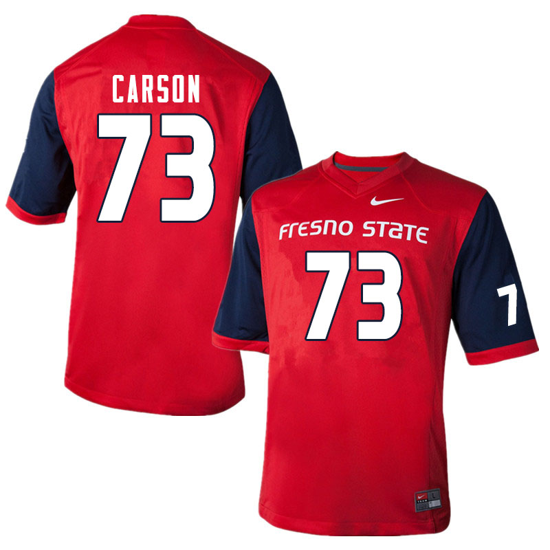 Men #73 Elijah Carson Fresno State Bulldogs College Football Jerseys Sale-Red